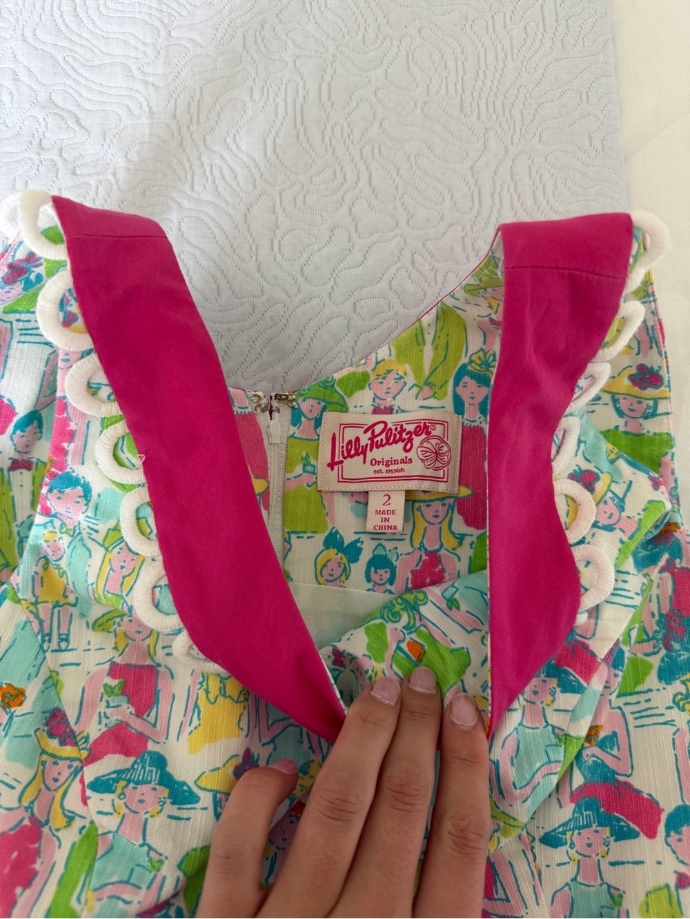 Lilly Pulitzer Women's Pink-Trim Multicolor Illustrated Cotton Dress - Picture 2 of 2